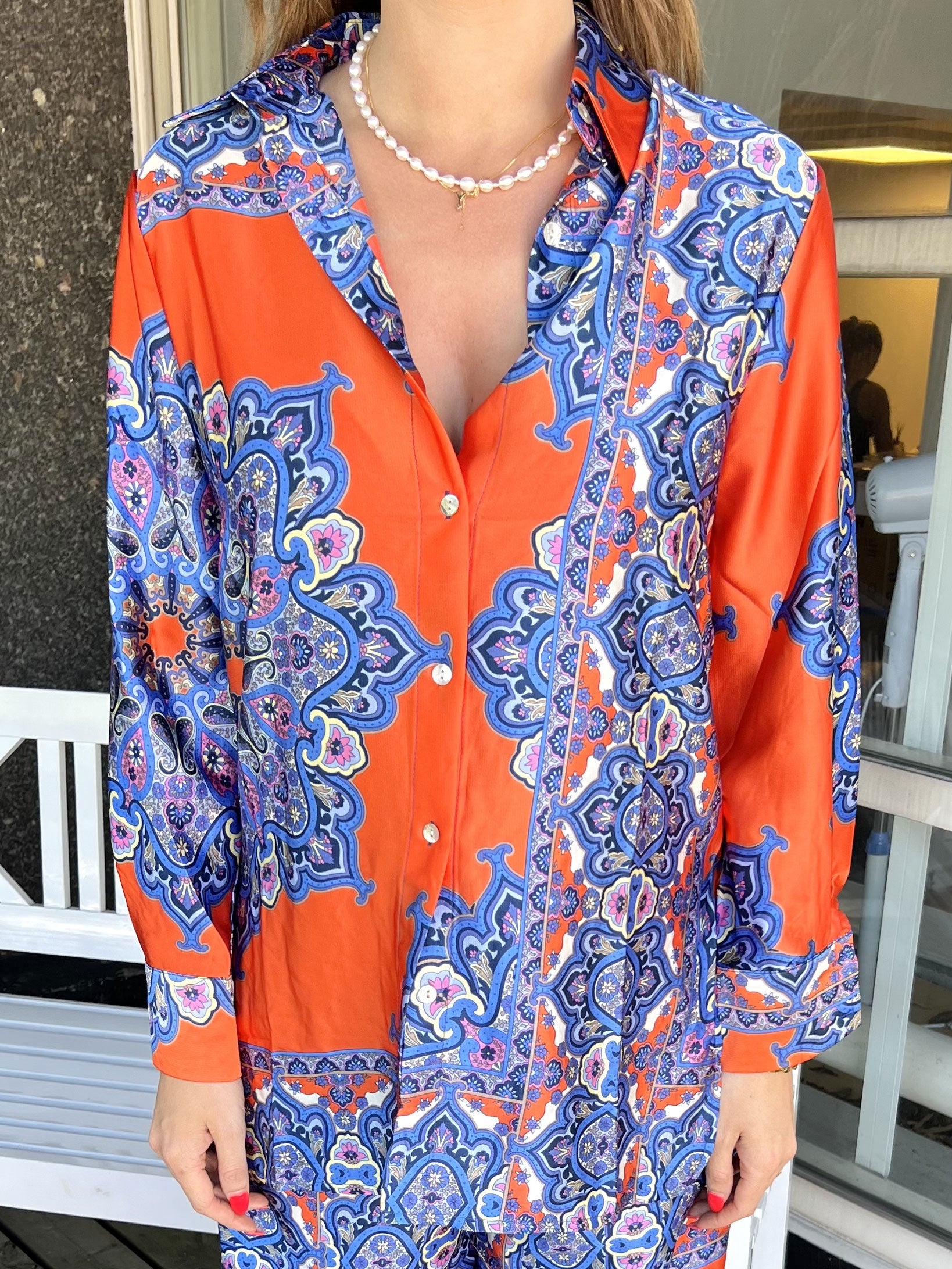 Mali - Paisley mønstret skjorte i silkelook